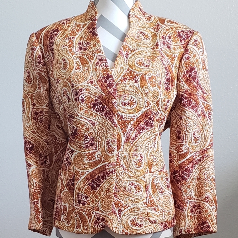 LINDA ALLARD ELLEN TRACY SILK BLAZER SIZE 16